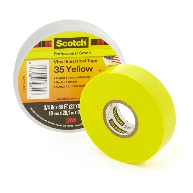 3m 35 vinyl electrical tape, yellow, 3/4 x 66'