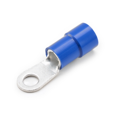 ring terminal, 6 ga., 1/4 stud size, vinyl insulated