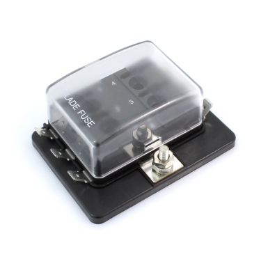 Standard ATOF/ATC 6-Position Fuse Block with Clear Cover, 100A, 32VDC, Quick Connect Terminals