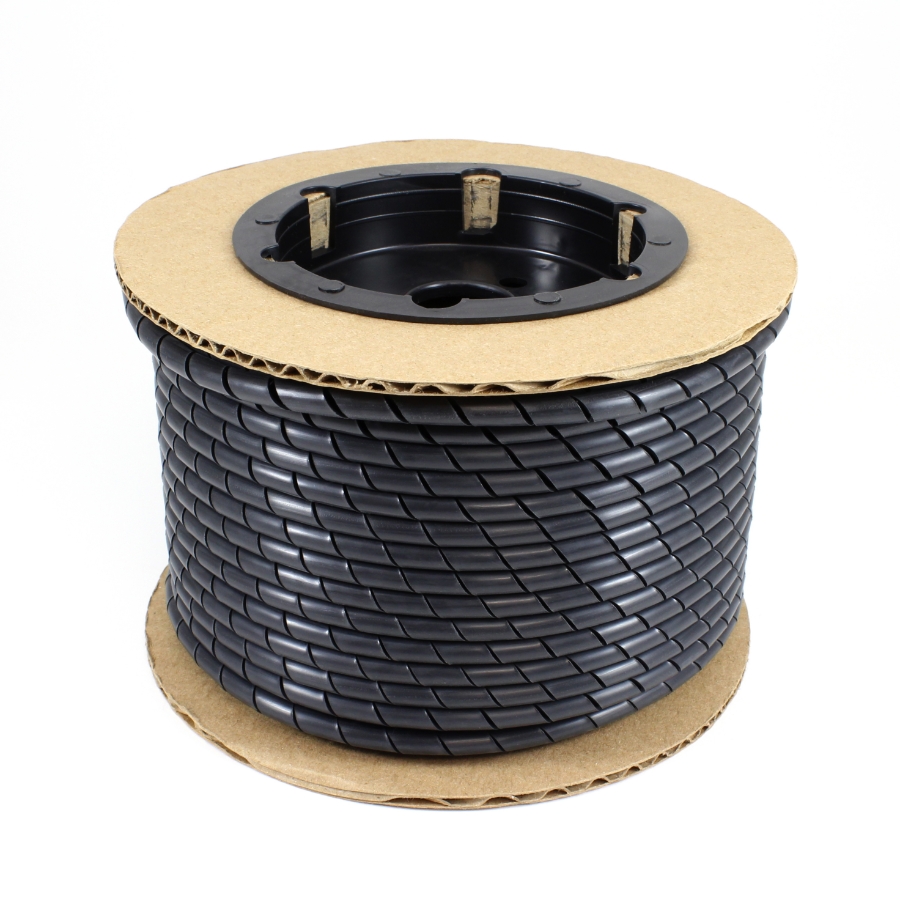 20034 Spiral Wrap Polyethylene Black Tubing, 3/8" OD, 100 FT