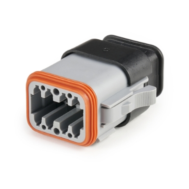Amphenol Sine Systems AT06-08SA-SR2GRY 8-Way AT Connector Plug with Strain Relief End cap, Gray