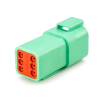 Amphenol Sine Systems AT04-6P-GRN 6-Way Connector Receptacle, Green, Rotated View