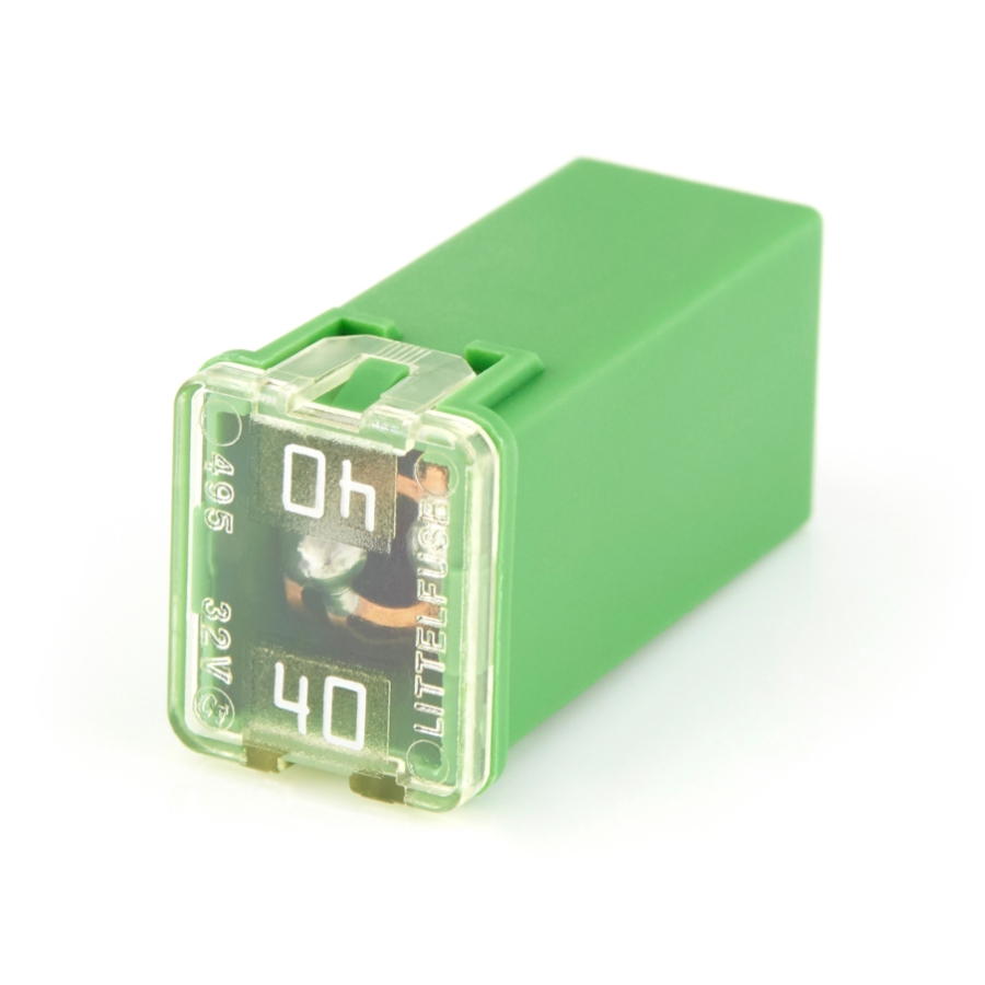Littelfuse 0495040 JCASE Cartridge Style Fuse, 40A, 32VDC, Green