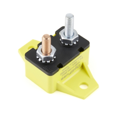OptiFuse ACBP-H-20C Type I Short Stop Circuit Breaker, Right Angle Mount, Yellow, 20A