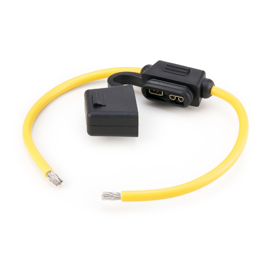 OptiFuse LPR-02B-12Y ATO/ATC In-Line Fuse Holder, 4" leads, 12 Ga., Yellow UL1015 Wire, 30A