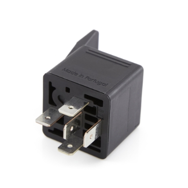 bosch 332019150, bosch 332019150441 mini relay, normally open, 5-pin, spst, 30a, 12vdc, rotated view