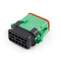 Amphenol  AT06-12SC-SR2GN 12-Way Plug, Female Connector with C Position Key and Reduced Diameter Seal, Strain Relief Endcap, Green _Rotated View