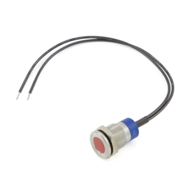 cit relay &amp; switch in12asr12w 12mm flush mount, flat lens, panel indicator light, red led, 12vdc, w/ 6 " wire leads