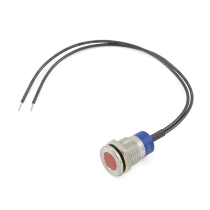 CIT Relay & Switch IN12ASR12W 12mm Flush Mount, Flat Lens, Panel Indicator Light, Red LED, 12VDC, w/ 6 " Wire Leads