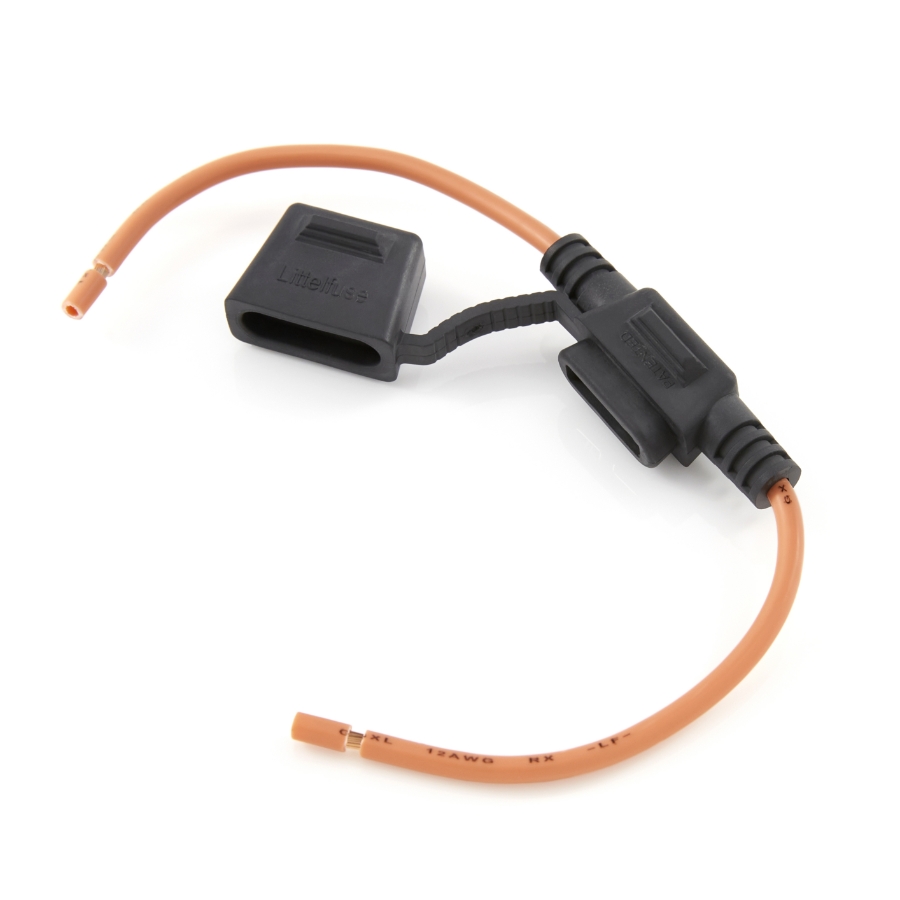 Littelfuse ATO®/ATC In-line Fuse Holder, 12Ga. Orange GXL Wire, 4" Leads, 30A, FHAC0002ZXJ