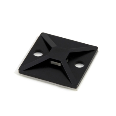 Cable Tie Mounting Base Black 4-Way-Adhesive and # 8 Screw