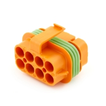 Eaton's Bussmann Series 32006-G22, 8 Circuit, Power Distribution Connecter, Orange, Rotated View