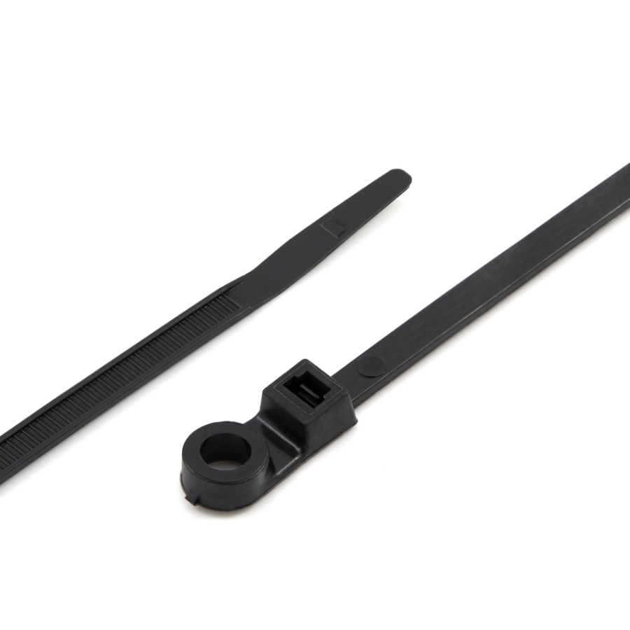 ACT AL-05-30-MH-0-C Standard Mounting Cable Tie, 6", Tensile Strength 30 lbs, Bag of 100, Black