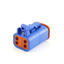 Amphenol Sine Systems AT06-4S-BLU 4-Way Connector Plug, Blue, Rotated View