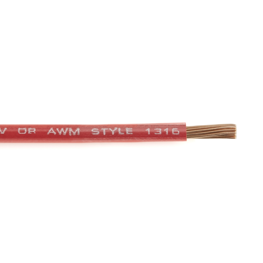 WN16-2 Hook-Up Wire, Bare Copper, UL 1408/1316/1452 TFFN, 16 Ga., Red