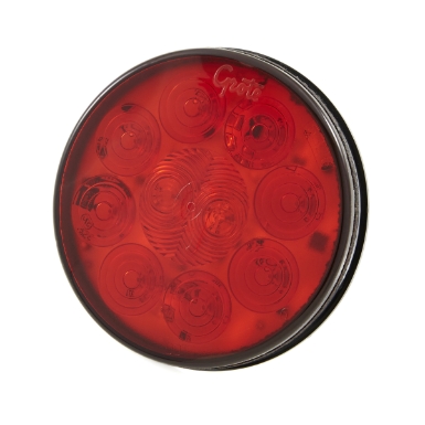 Grote 53252-3 Stop-Tail-Turn LED Light, Red, 4" Round, 10 LEDs, 12VDC, .24A