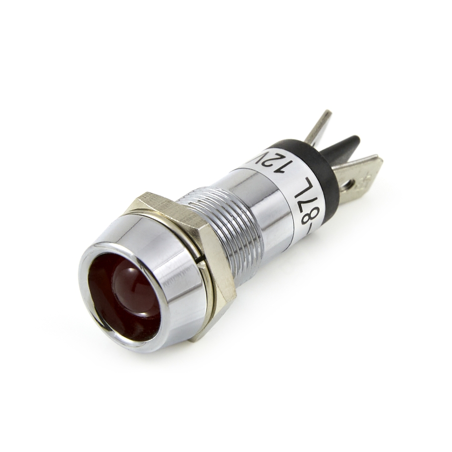 OptiFuse R9-87L-01-RED, Recessed Panel Mount LED Indicator Light, 1/4" Quick Connect, 12VDC, Red
