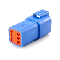 Amphenol Sine Systems AT04-6P-BLU 6-Way Connector Receptacle, Blue, Rotated View