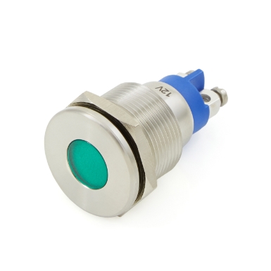 cit relay &amp; switch in19asg12z 19mm flush mount, flat lens, panel indicator light, green led, 12vdc, screw terminals