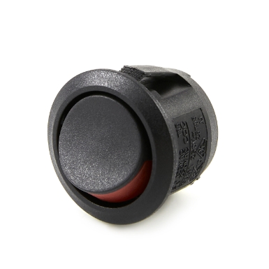 OptiFuse R13-112-A2-02 Snap-In Round Rocker Switch, 16A, On-Off, SPST, Red Marking
