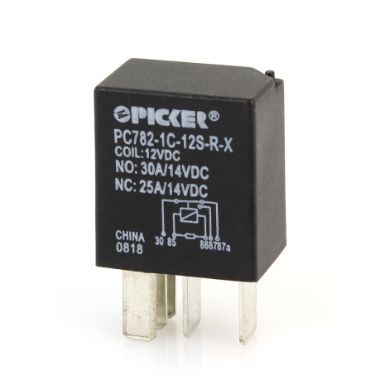Picker PC782-1C-12S-X 30A Micro ISO Relay, 12VDC, SPDT