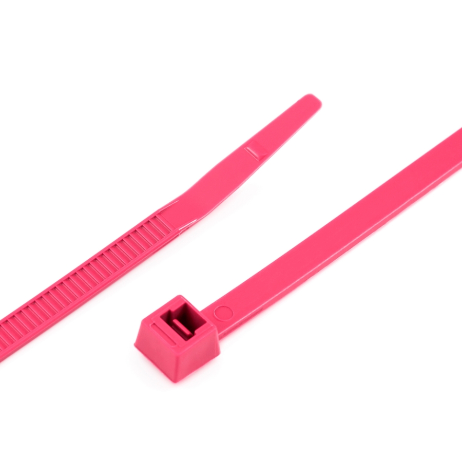 ACT AL-07-50-12-C Nylon Cable Tie, Zip Tie, 7.56 inches, 50 lbs, 100/Bag, Pink