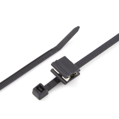Heyco 15203 Edge Clip with 8″ UV Cable Tie, Zip Tie, Pre-assembled, Perpendicular Orientation, Side Fixing, for Panels from .04" - .12" Thick, Black