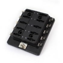 Standard ATOF/ATC 10-Position Fuse Block with Clear Cover, 100A, 32VDC, Quick Connect Terminals