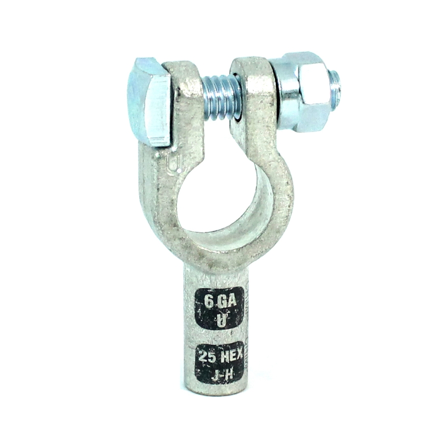 Crimpable Battery Lug 36300, Universal Post, Straight, 6 Ga. Waytek