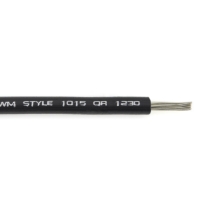 WRT22-0 Hook-Up Wire, Tinned Copper, UL 1015/1230/MTW/AWM, 22 Ga., Black