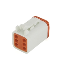 Amphenol Sine Systems AT06-6S-WHT 6-Way Connector Plug, Rotated View