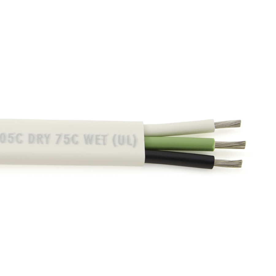 Multi-Conductor Marine Cable MC6-3, 3 Conductor, 6/3 Ga., White PVC Jacket