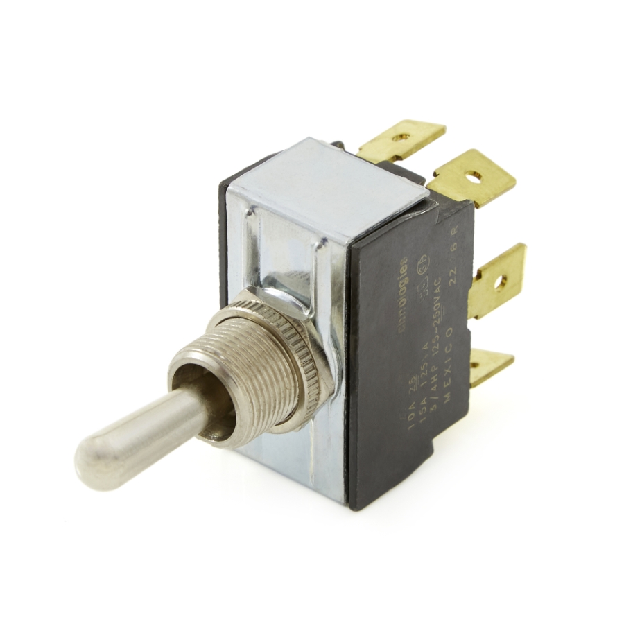 Carling Technologies 2GM51-73/TABS DPDT, On-Off-On Unsealed Metal Toggle Switch, 15A