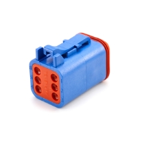 Amphenol Sine Systems AT06-6S-BLU 6-Way Connector Plug, Blue, Rotated View